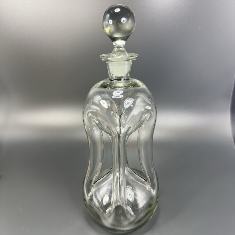 Holmegaard Kluk Kluk Pinch Bottle Smokey Black Glass Decanter Spirits Bottle VTG